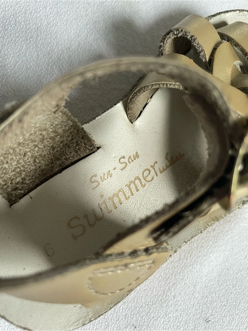 SALTWATER SUN SAN HOY Sandals Gold Metallic Swimmer Fisherman Woven Sparkle